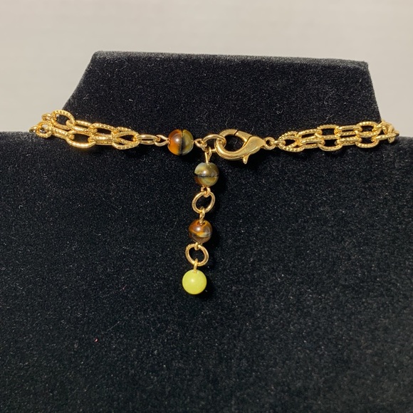 GoldTone Necklace 2 Strand Fall Earthtone Colors Multi Stones Filigree 16.5”+2” - Picture 9 of 11